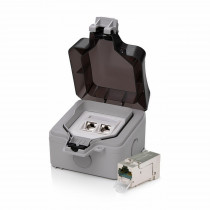 KELine nadometna vtičnica 2x Cat.6A RJ45 zunanja 601166-AP + KEJ-C6A-S-HD(2)