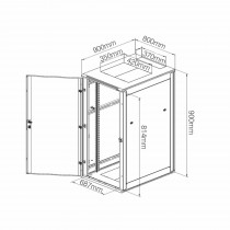 Triton kabinet 18U 900 800x900 siv sestavljen perforirane stranice