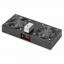 Digitus hladilna enota 2x ventilator s termostatom črna DN-19 FAN-2-WM-T-SW
