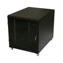 Triton kabinet 12U 620 600x1000 črn sestavljen s kolesi