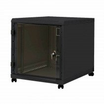 Triton kabinet 12U 620 600x800 črn sestavljen s kolesi