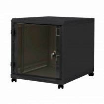 Triton kabinet 12U 620 600x900 črn sestavljen s kolesi