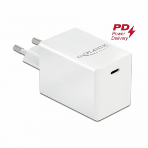 Pretvornik USB - 220V 3A bel USB Tip C PD 3.0 60W GaN Delock za Apple