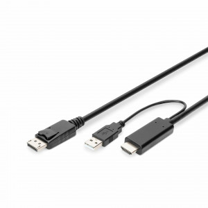 Digitus kabel HDMI-DisplayPort  2m+USB napajanje AK-330111-020-S