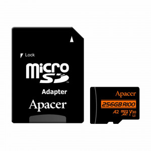 APACER microSD XC  256GB spominska kart. UHS-I U3 R100 V30 A2 AP256GMCSX10U8-R