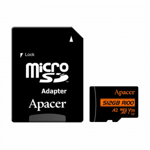 APACER microSD XC  512GB spominska kart. UHS-I U3 R100 V30 A2 AP512GMCSX10U8-R